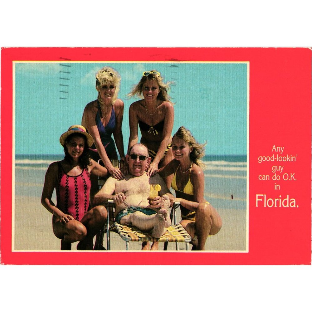Any Good Lookin Guy Postcard Daytona Beach Florida 1986 Retro Humor